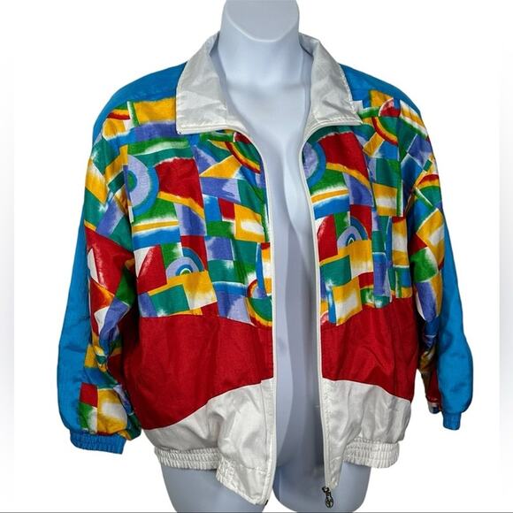 Vintage 80s - 90s Lavon Windbreaker Zip Up Jacket Large Abstract Track Jacket - Picture 7 of 14